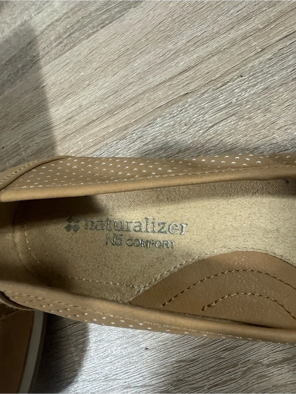 Naturalizer Tan Perforated Ballet Flats